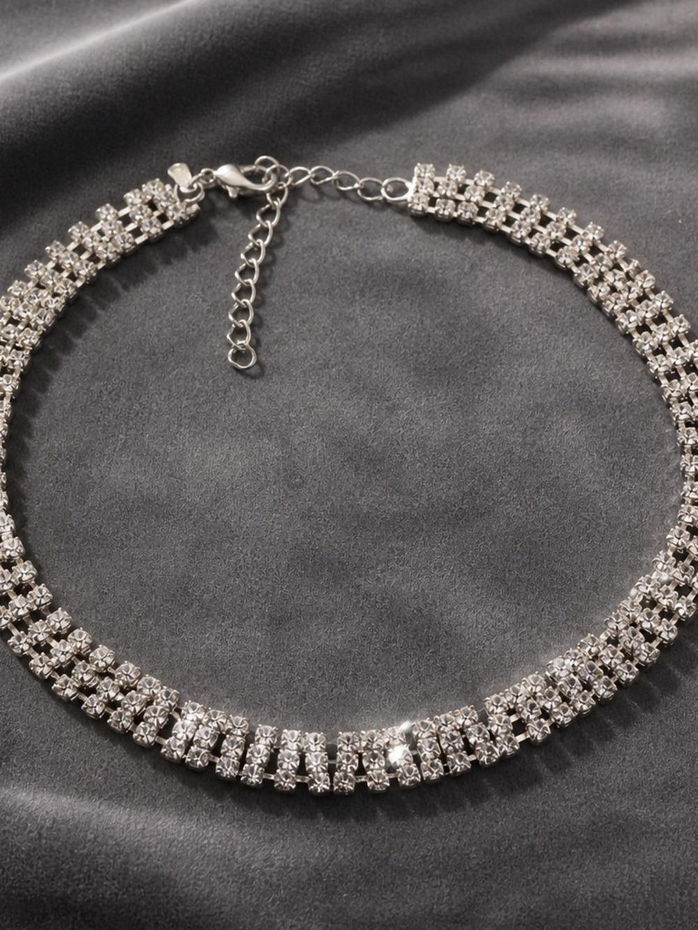 Vintage Elegant Silver Crystal Choker Necklace - Women Jewelry